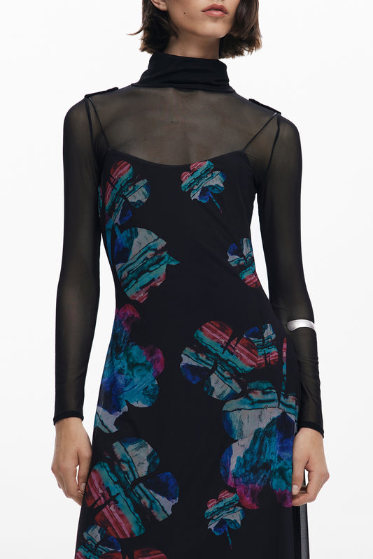 DESIGUAL WOMEN'S LONG BLACK DRESS