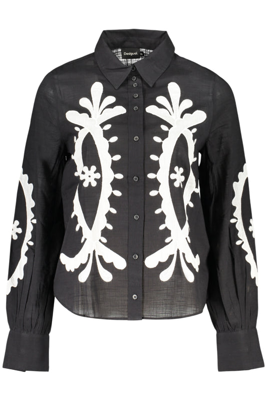 DESIGUAL WOMEN'S LONG-SLEEVED SHIRT, BLACK