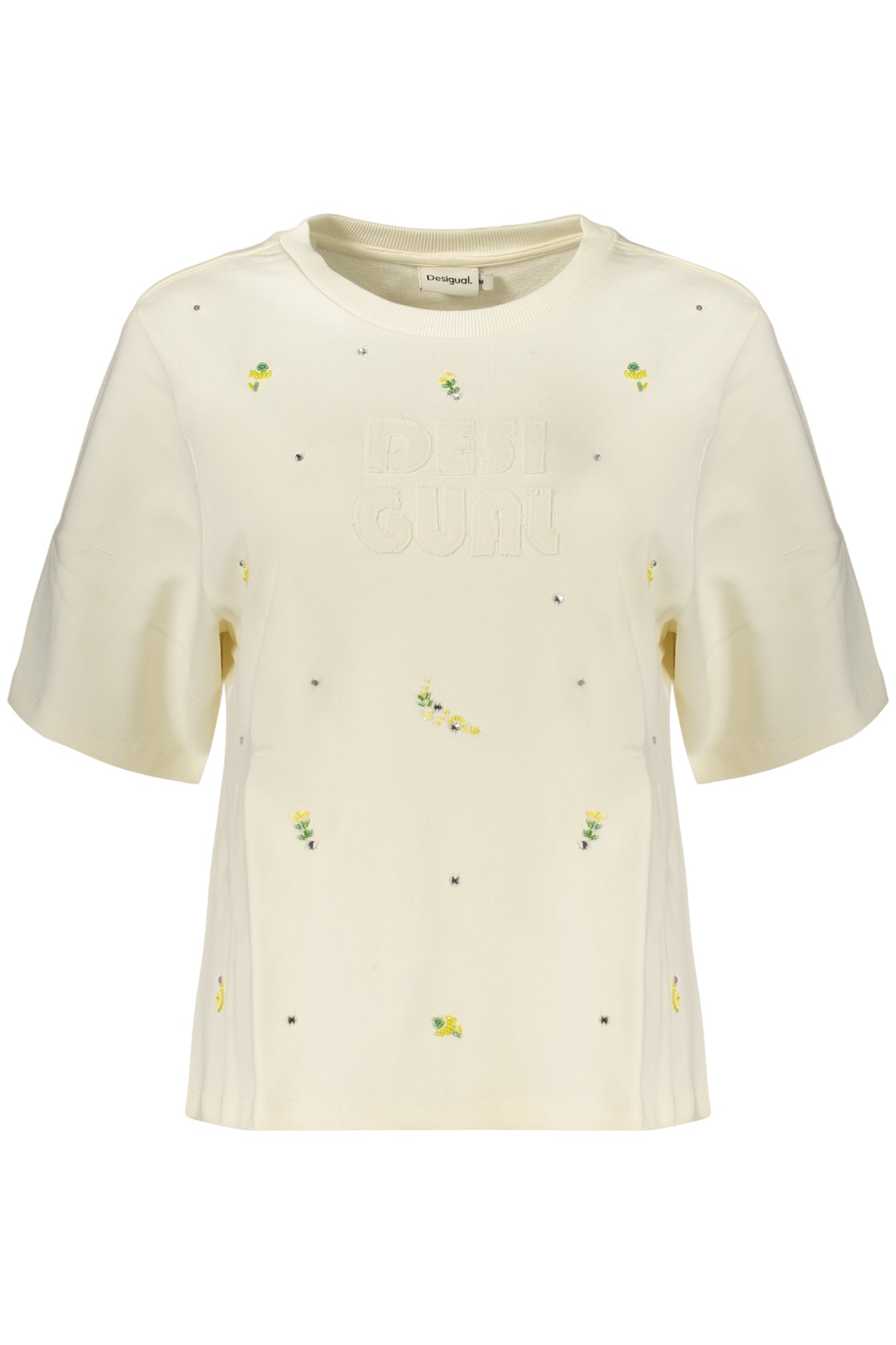 DESIGUAL WOMEN'S WHITE ZIP-UP SWEATSHIRT