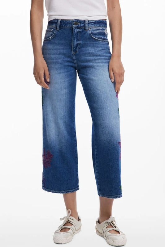 DESIGUAL WOMEN'S DENIM JEANS, BLUE