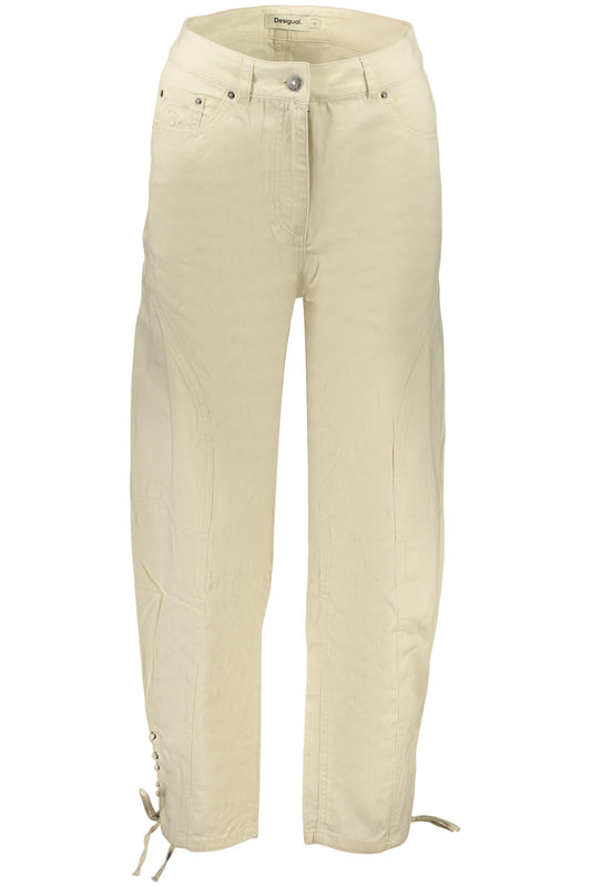DESIGUAL WOMEN'S BEIGE TROUSERS