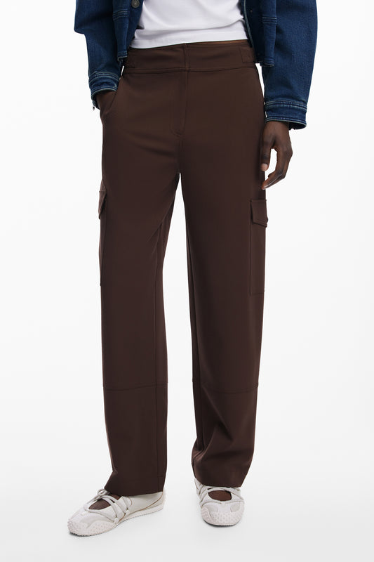 DESIGUAL WOMEN'S BROWN TROUSERS