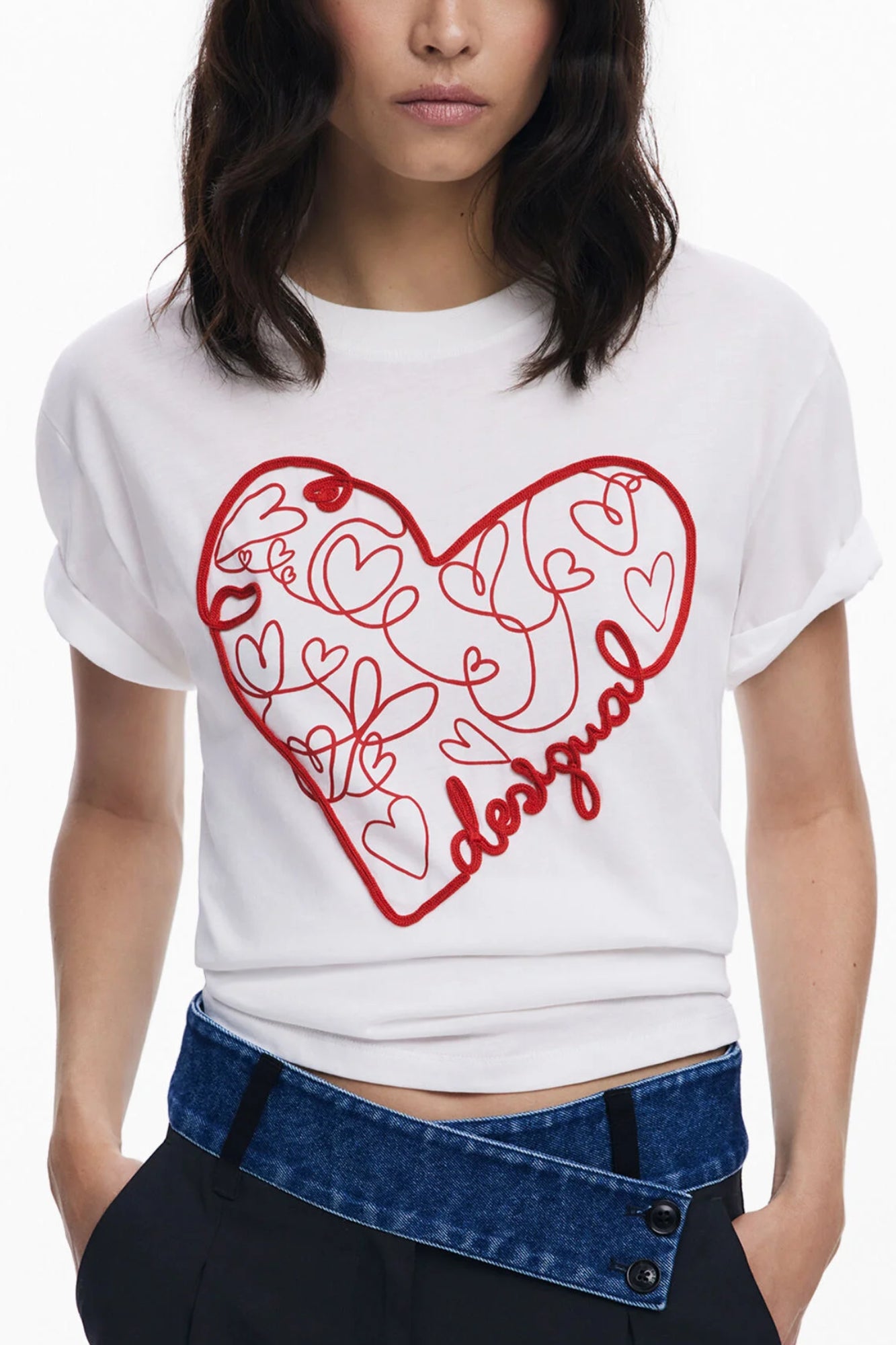 DESIGUAL WOMEN'S SHORT-SLEEVE T-SHIRT WHITE