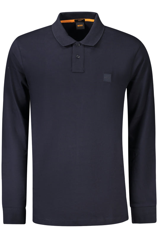 HUGO BOSS MEN'S LONG-SLEEVED POLO SHIRT, BLUE